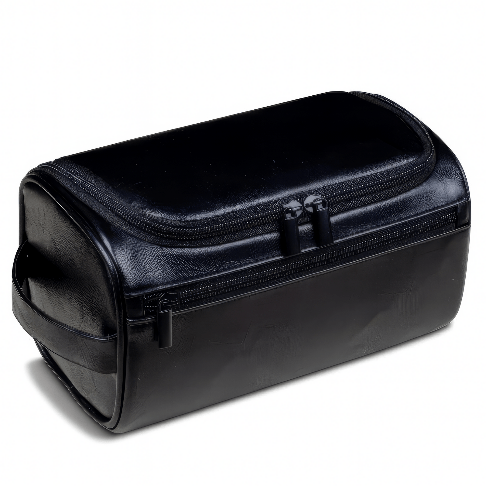 Grande trousse de toilette homme en simili cuir noir élégant