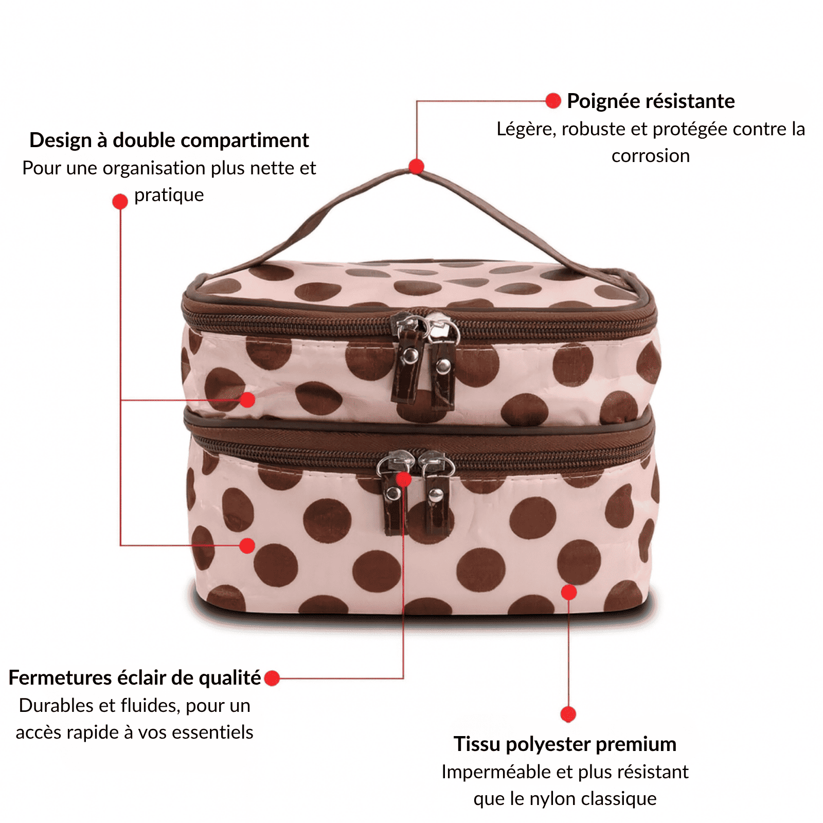 Grande trousse de toilette femme originale double compartiment