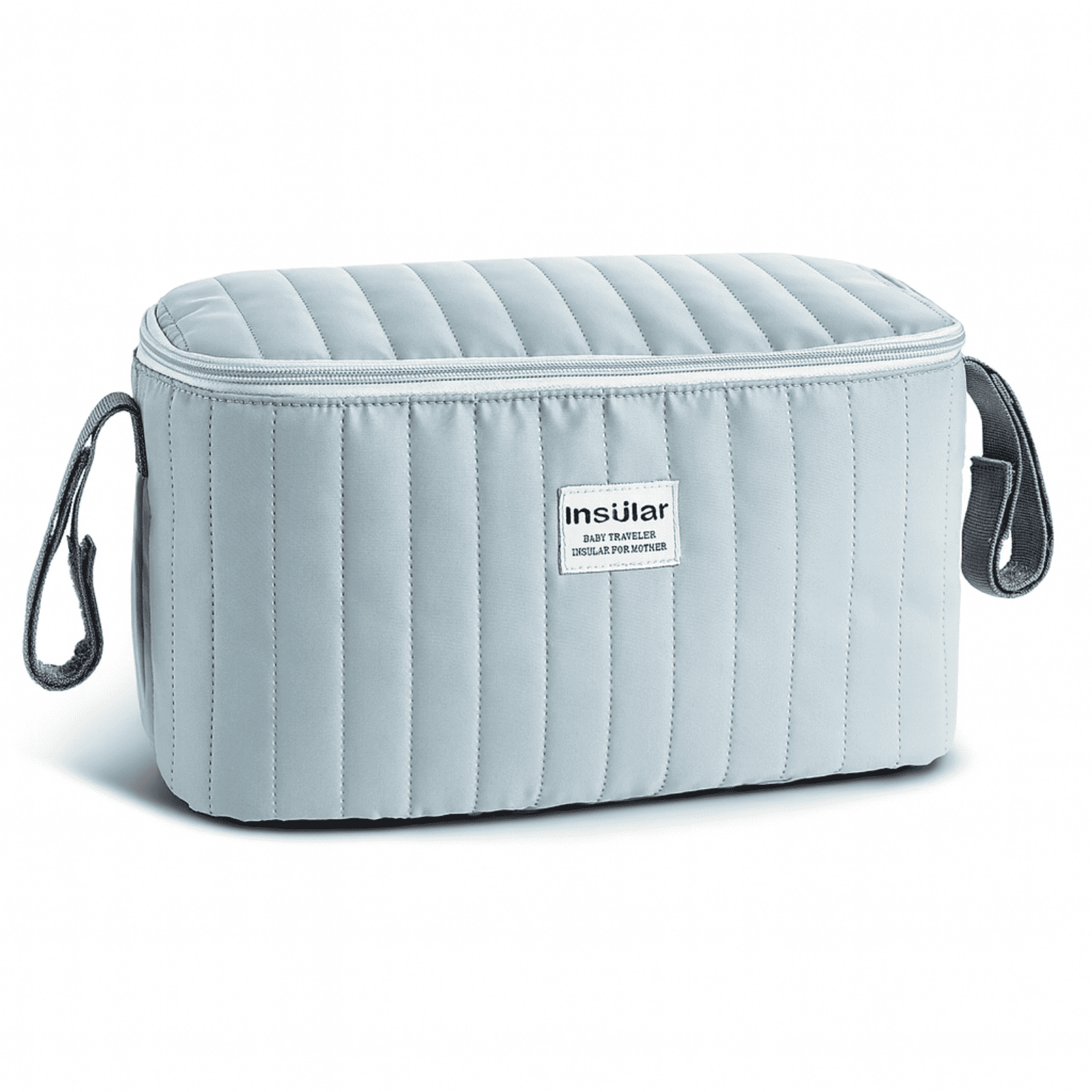 Kit trousse de toilette bébé bleu clair avec tissu matelassé et fermeture zippée