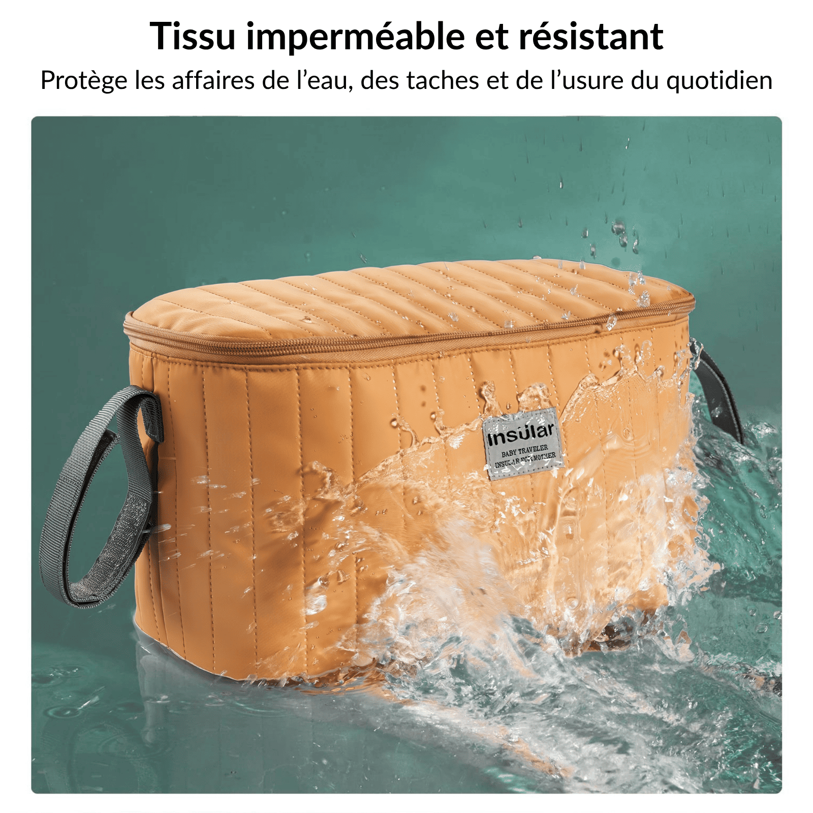 Trousse de toilette bébé imperméable jaune, résistante à l’eau et facile à nettoyer
