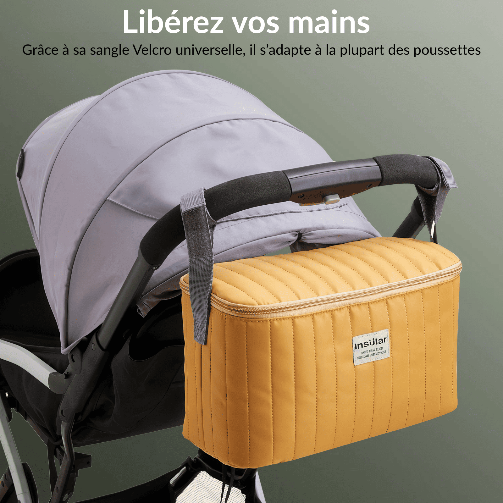 Kit trousse de toilette bébé fixée à une poussette, pratique pour les sorties