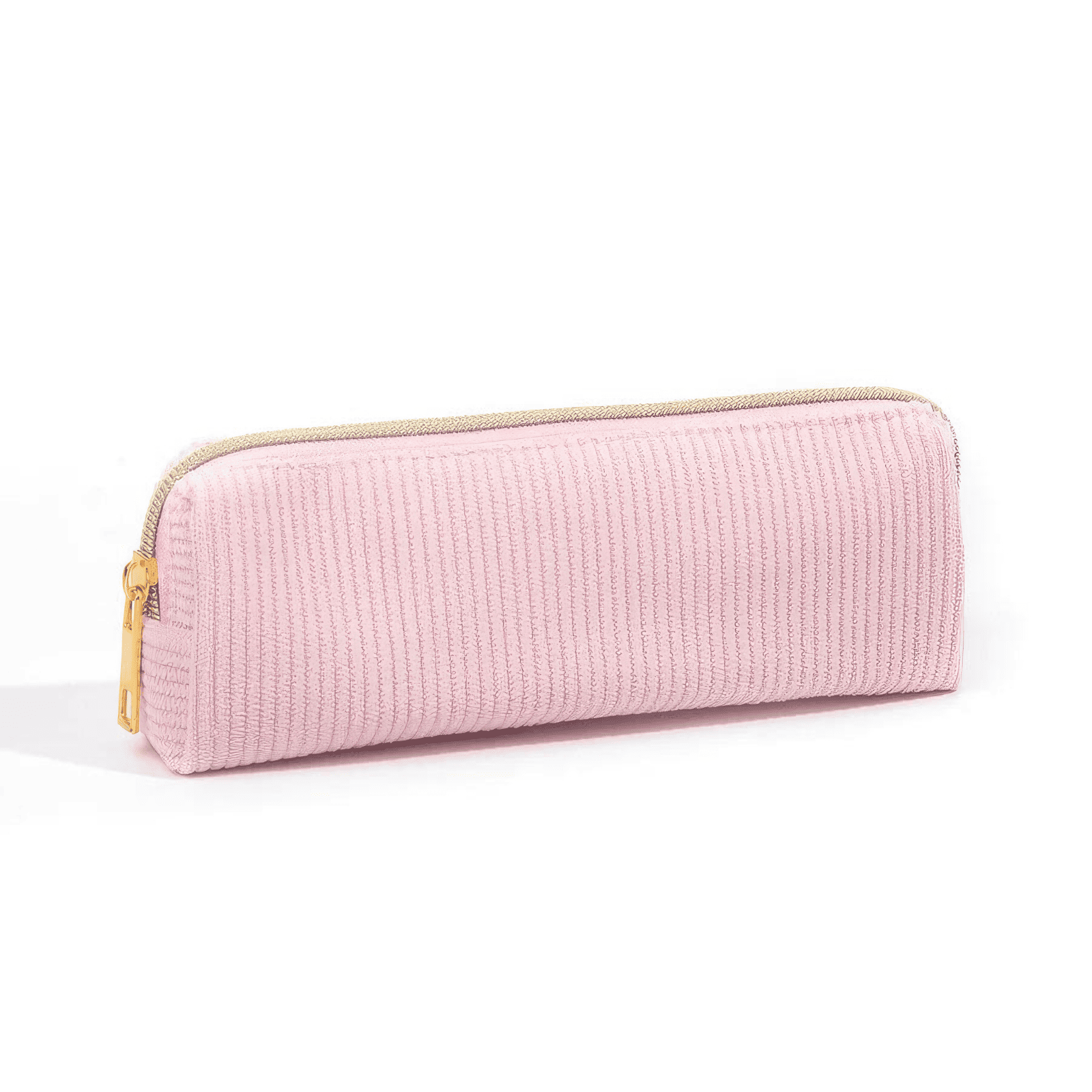 Petite trousse de toilette femme rose en tissu côtelé élégant