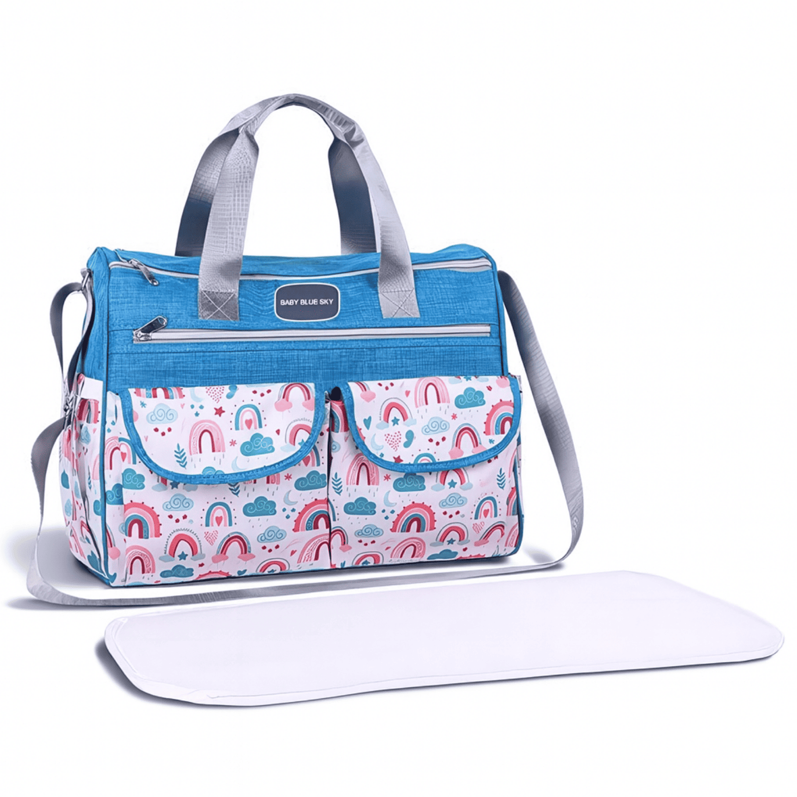 Trousse de toilette bébé vacances bleu avec compartiments pratiques et tapis inclus