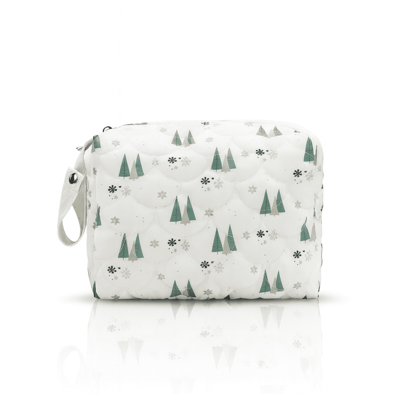 Trousse de toilette bébé vide blanc forêt, compacte et imperméable avec motif sapins verts