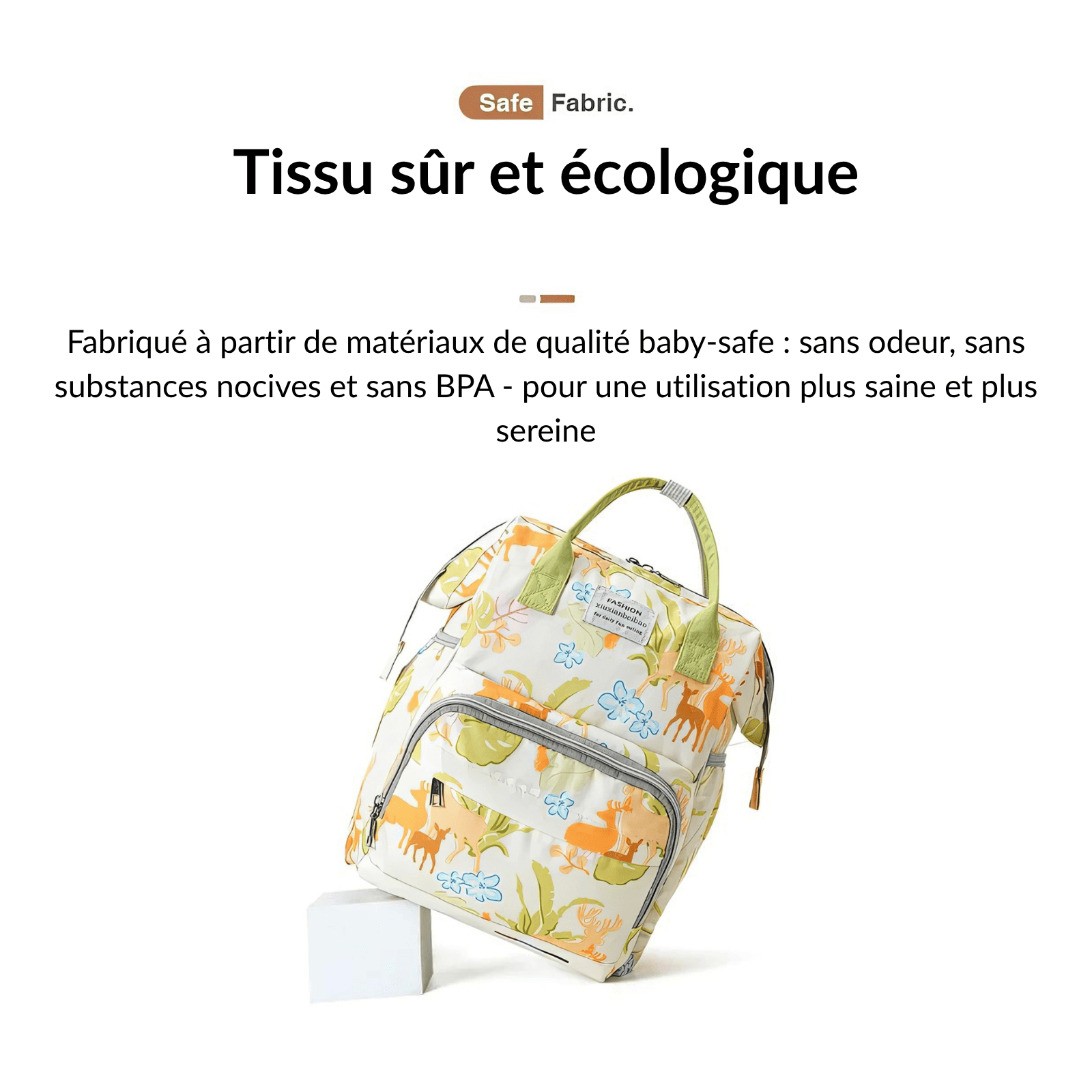 Trousse de toilette bébé voyage fabriquée en tissu sûr et écologique sans BPA