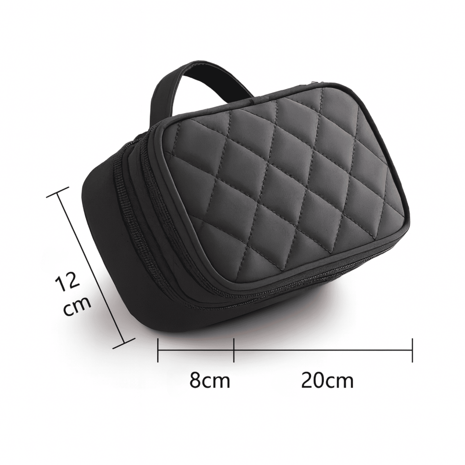 Trousse de toilette femme tissu noir format compact 20x12 cm