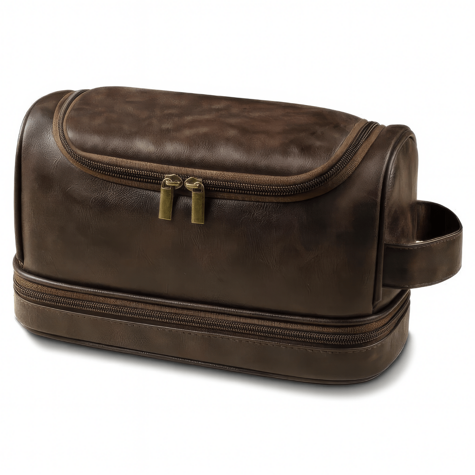 Trousse de toilette homme cuir à suspendre marron foncé vintage