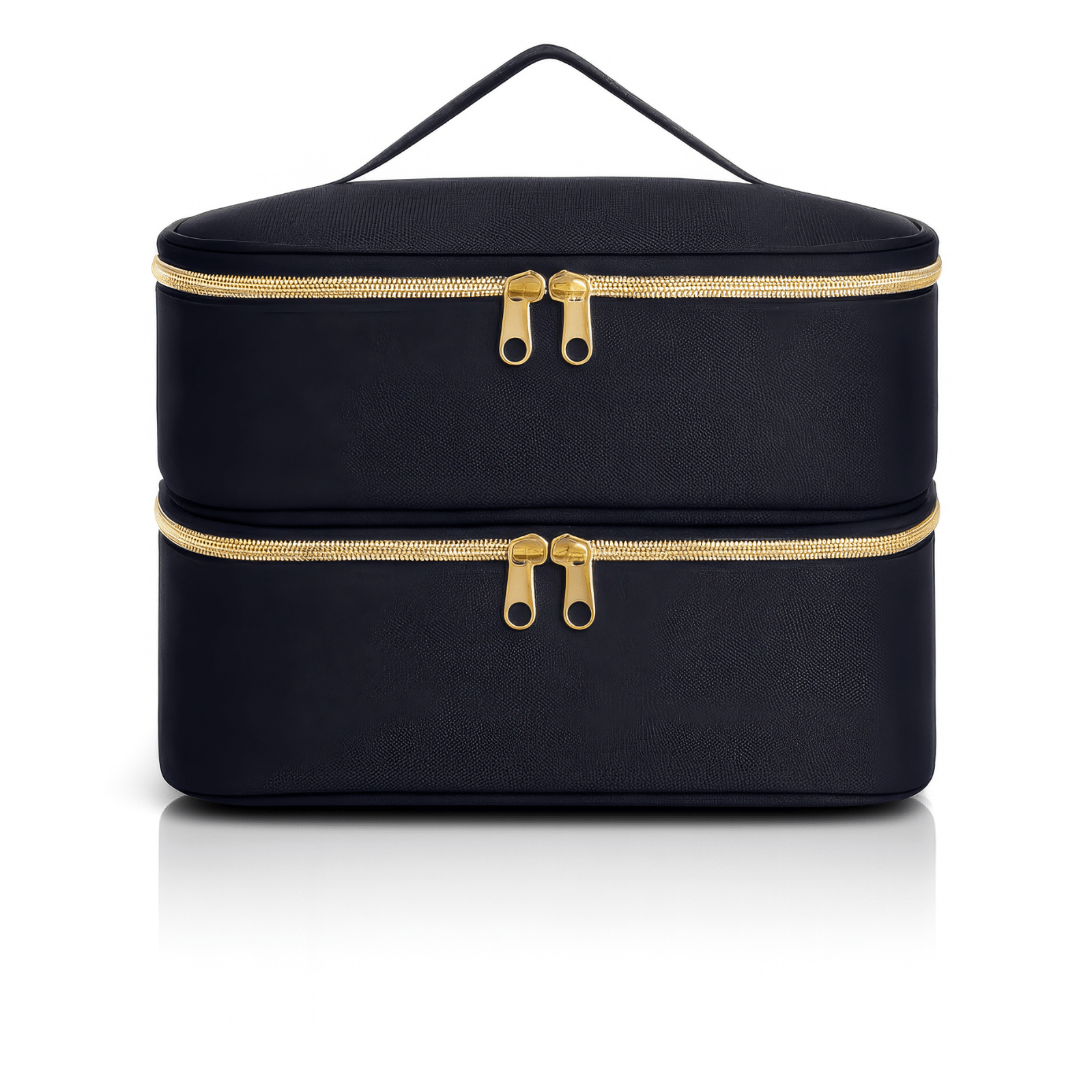 Trousse de toilette femme 2 compartiments couleur noire élégante avec doubles fermetures