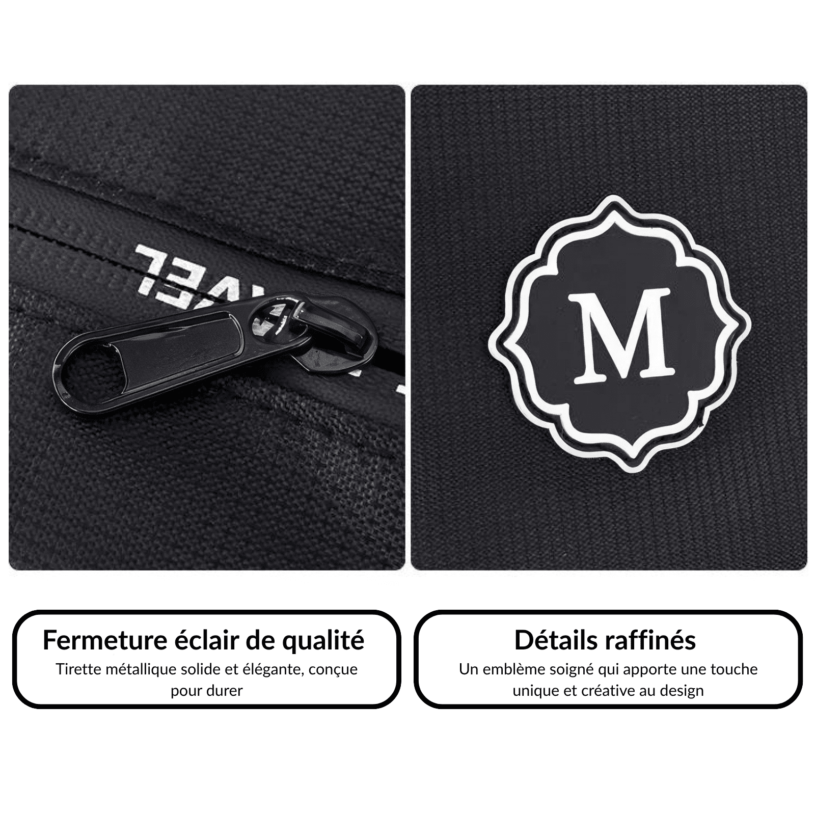 Trousse de toilette homme 2 compartiments noir détails fermeture et logo