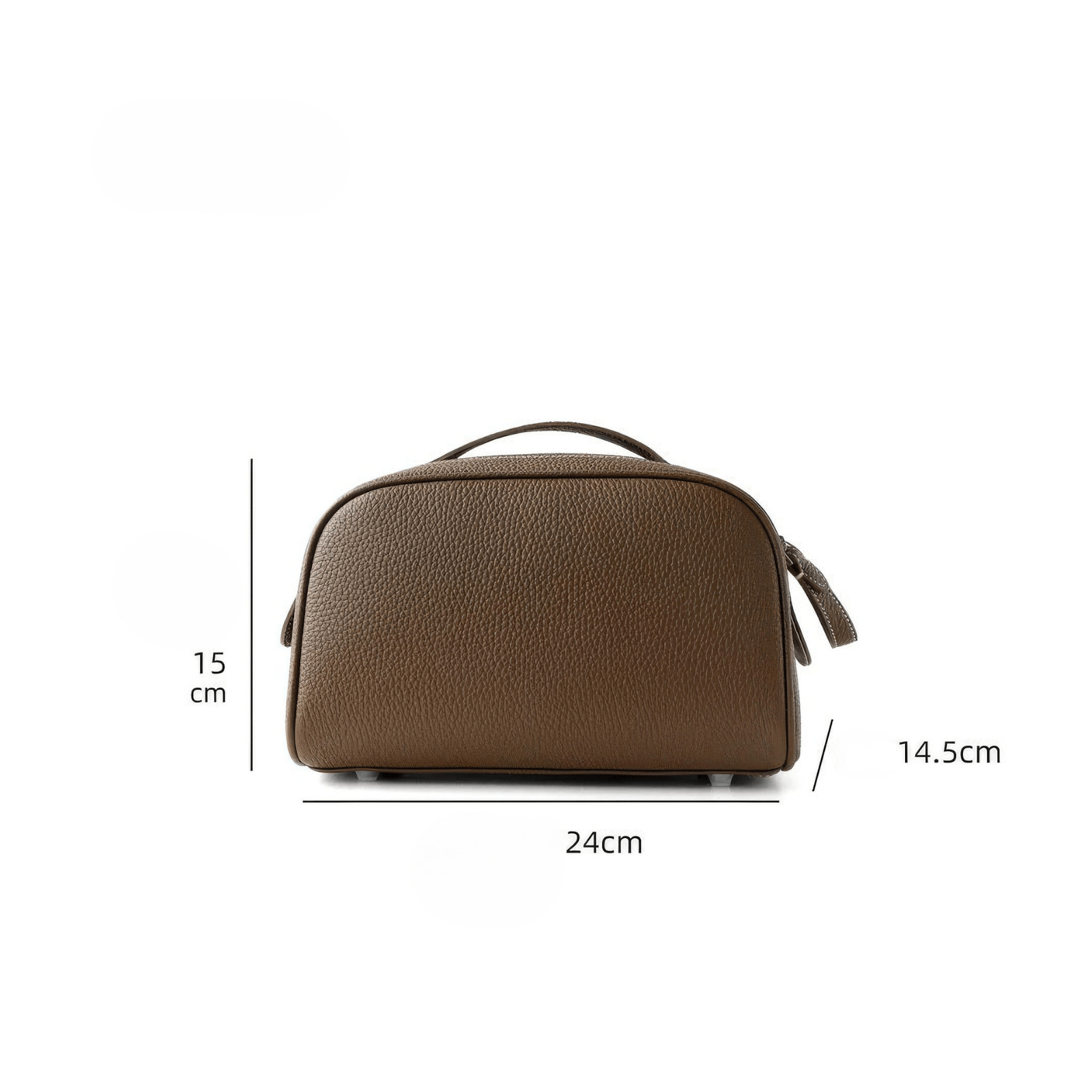 Trousse de toilette voyage luxe marron avec dimensions 24 x 15 x 14,5 cm