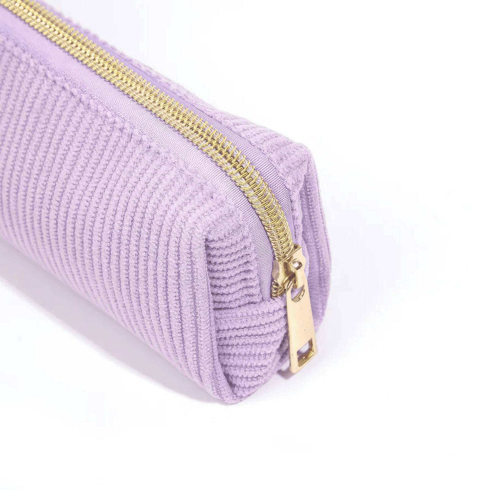 Petite trousse de toilette femme violette avec fermeture éclair dorée