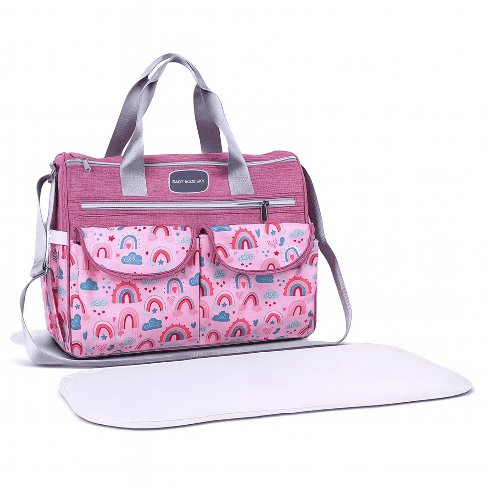 Trousse de toilette bébé vacances rose avec tapis à langer et poches de rangement