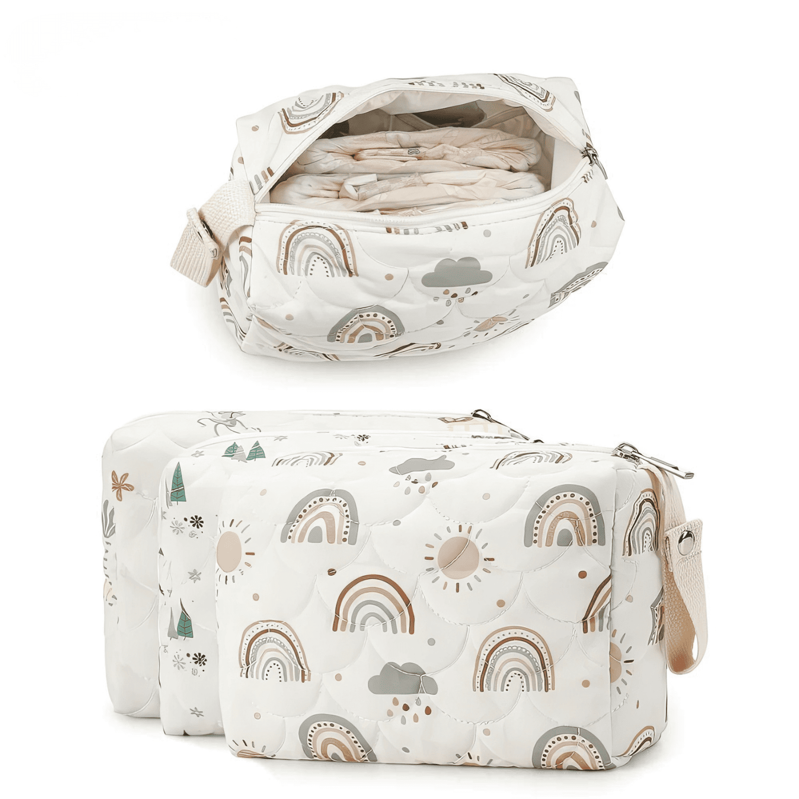 Ensemble de trousses de toilette bébé vide motifs forêt et arc-en-ciel pratiques pour le voyage