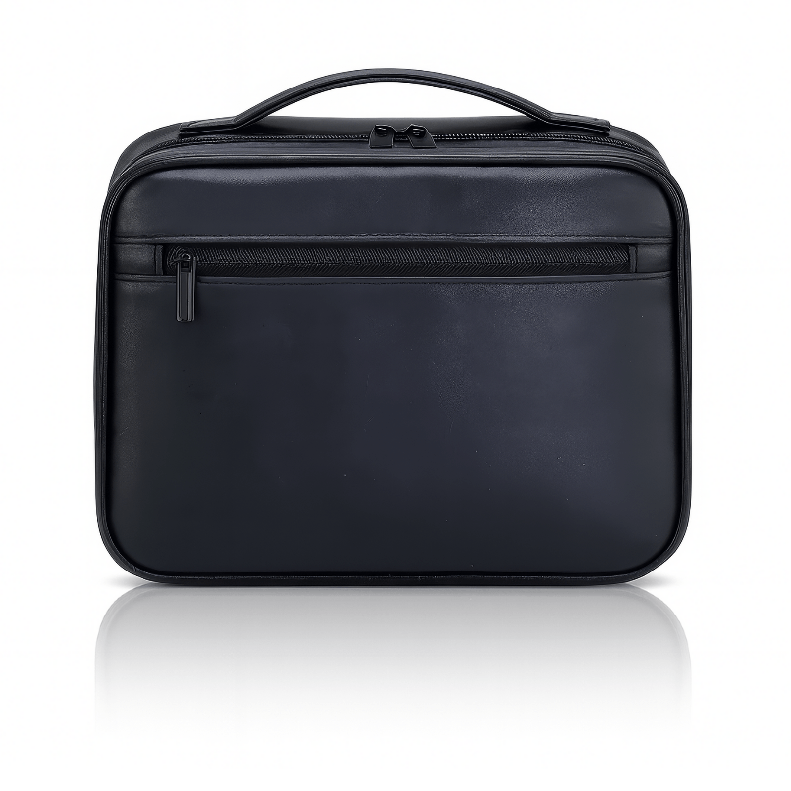 Trousse de toilette homme simili cuir 60 noire vue de face avec poignée supérieure