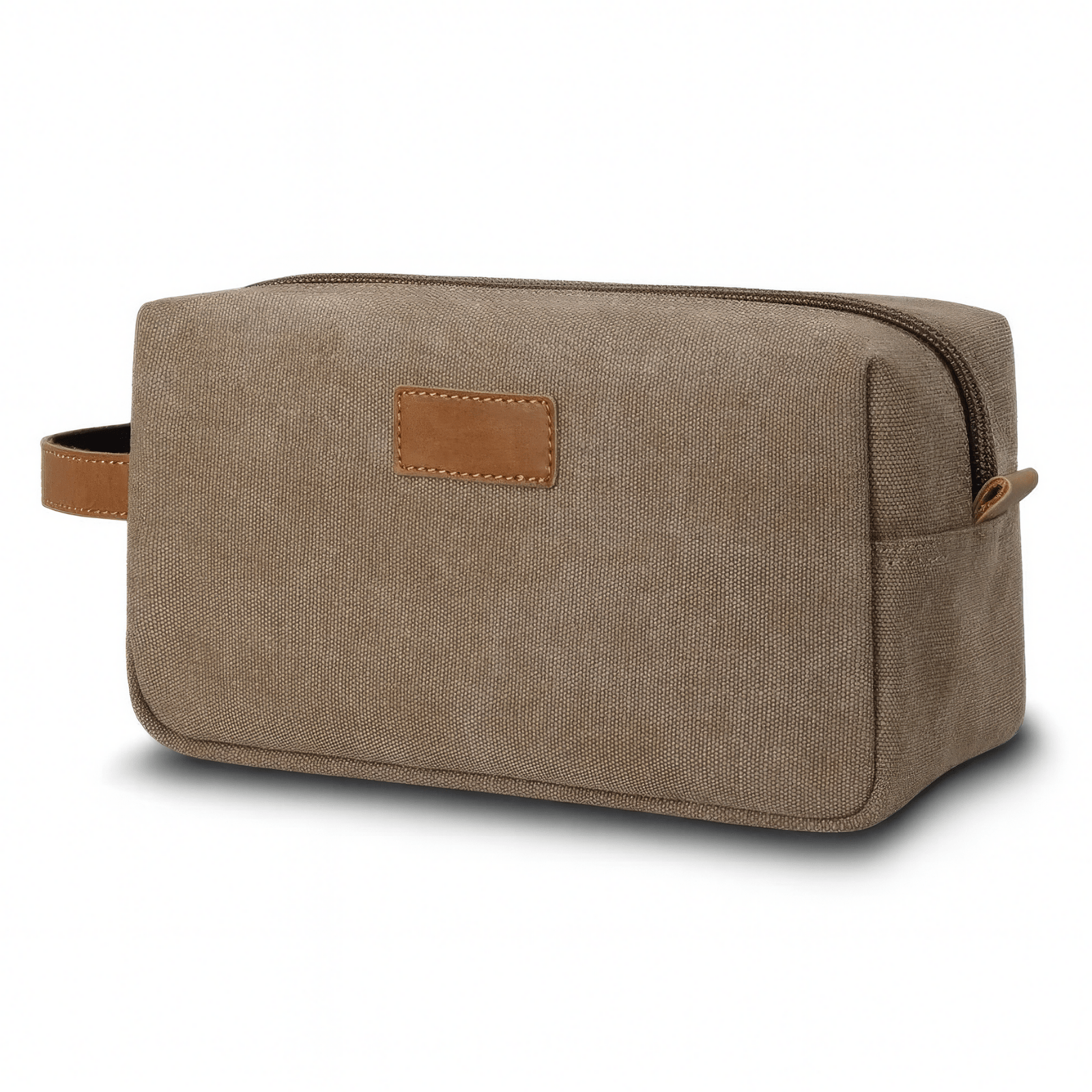 Trousse de toilette homme vintage marron en toile avec poignée latérale