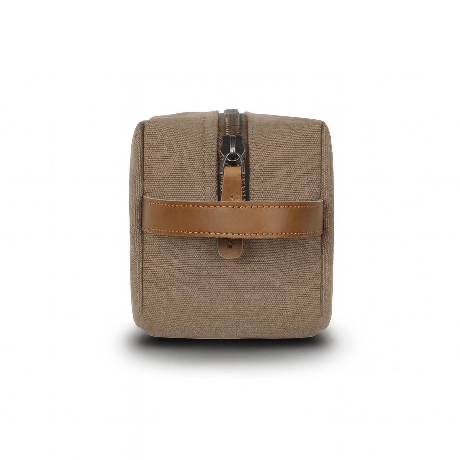 Trousse de toilette homme vintage en toile verte avec finitions cuir