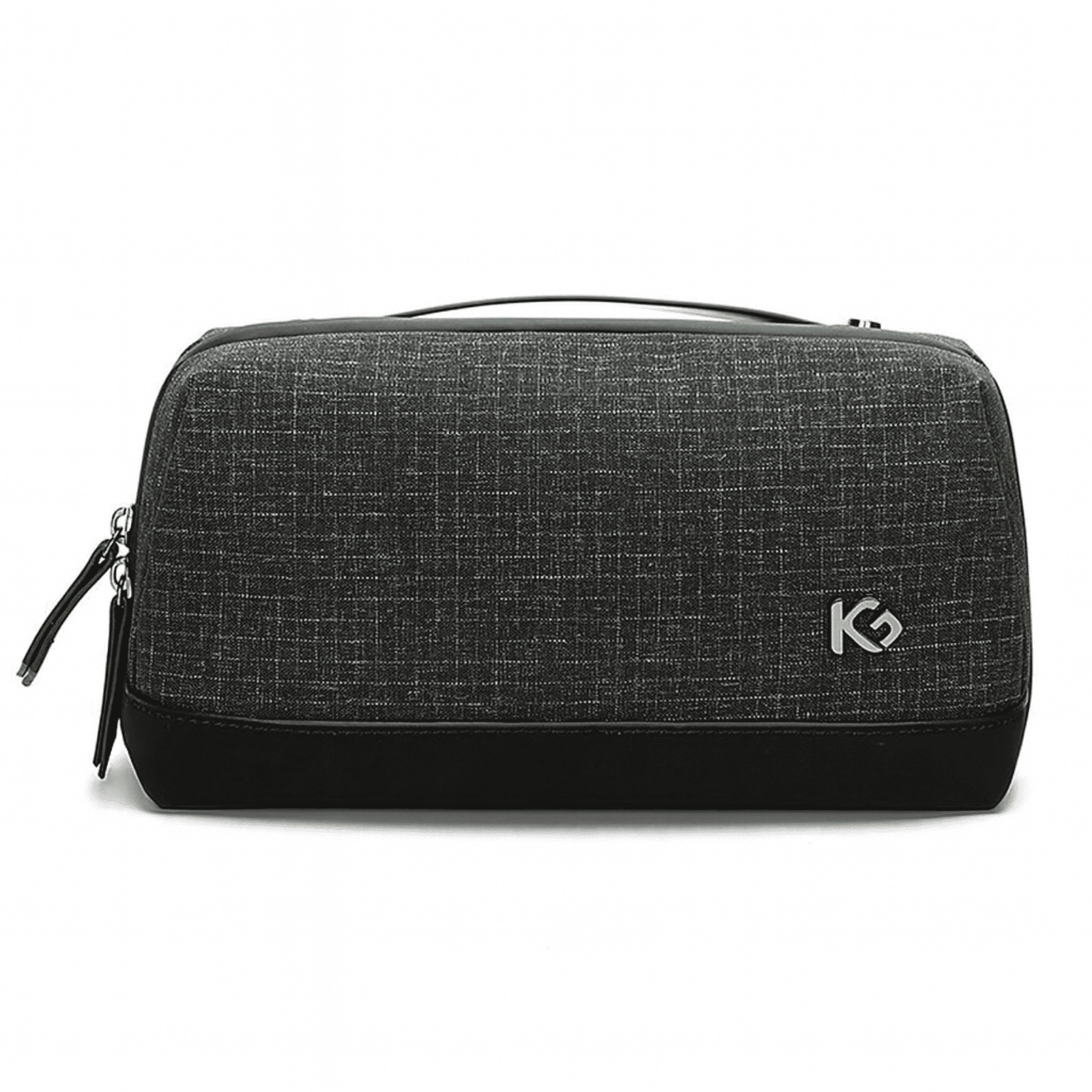 Trousse de toilette homme moderne gris anthracite imperméable avec logo métallique