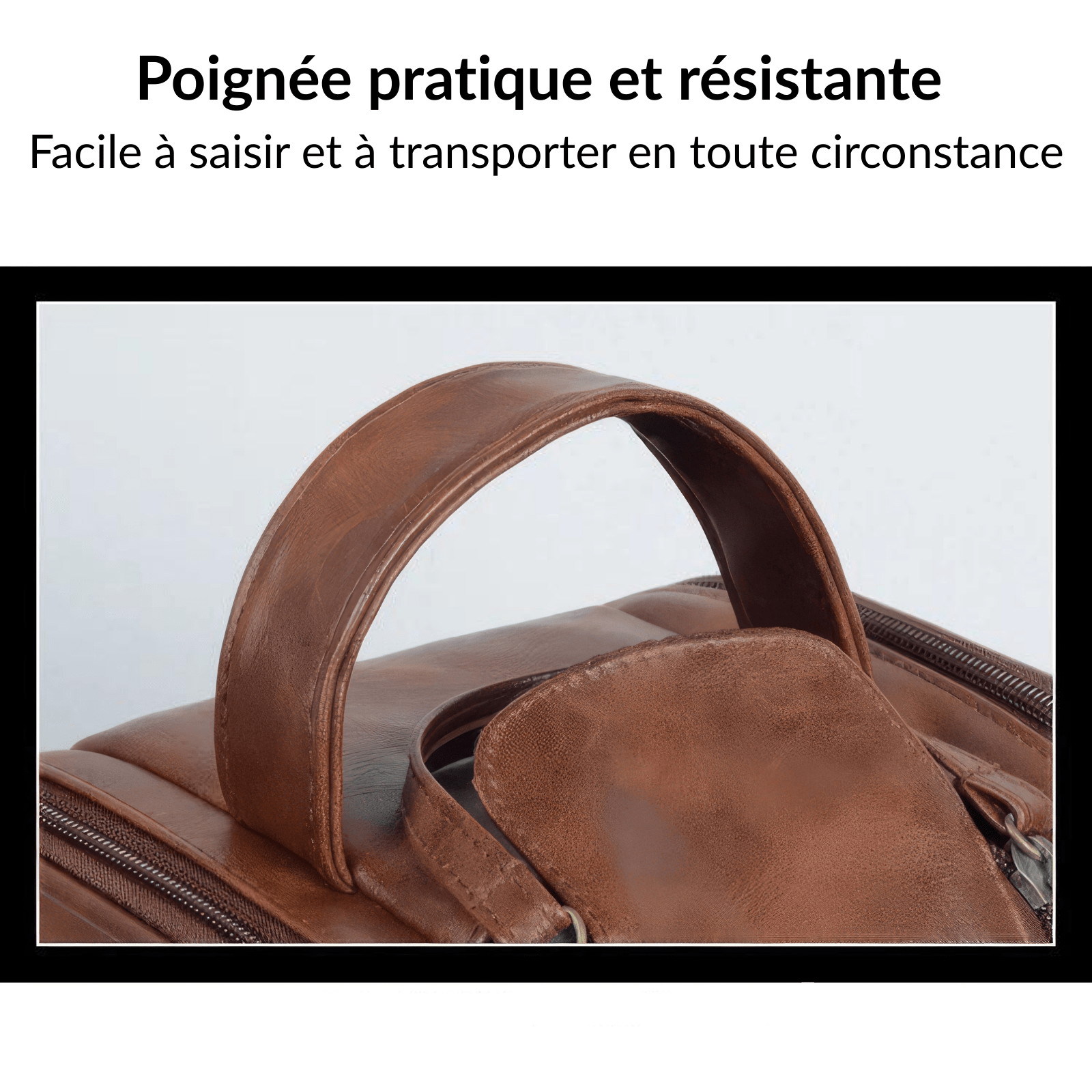 Trousse de toilette homme simili cuir marron avec poignée résistante et facile à transporter