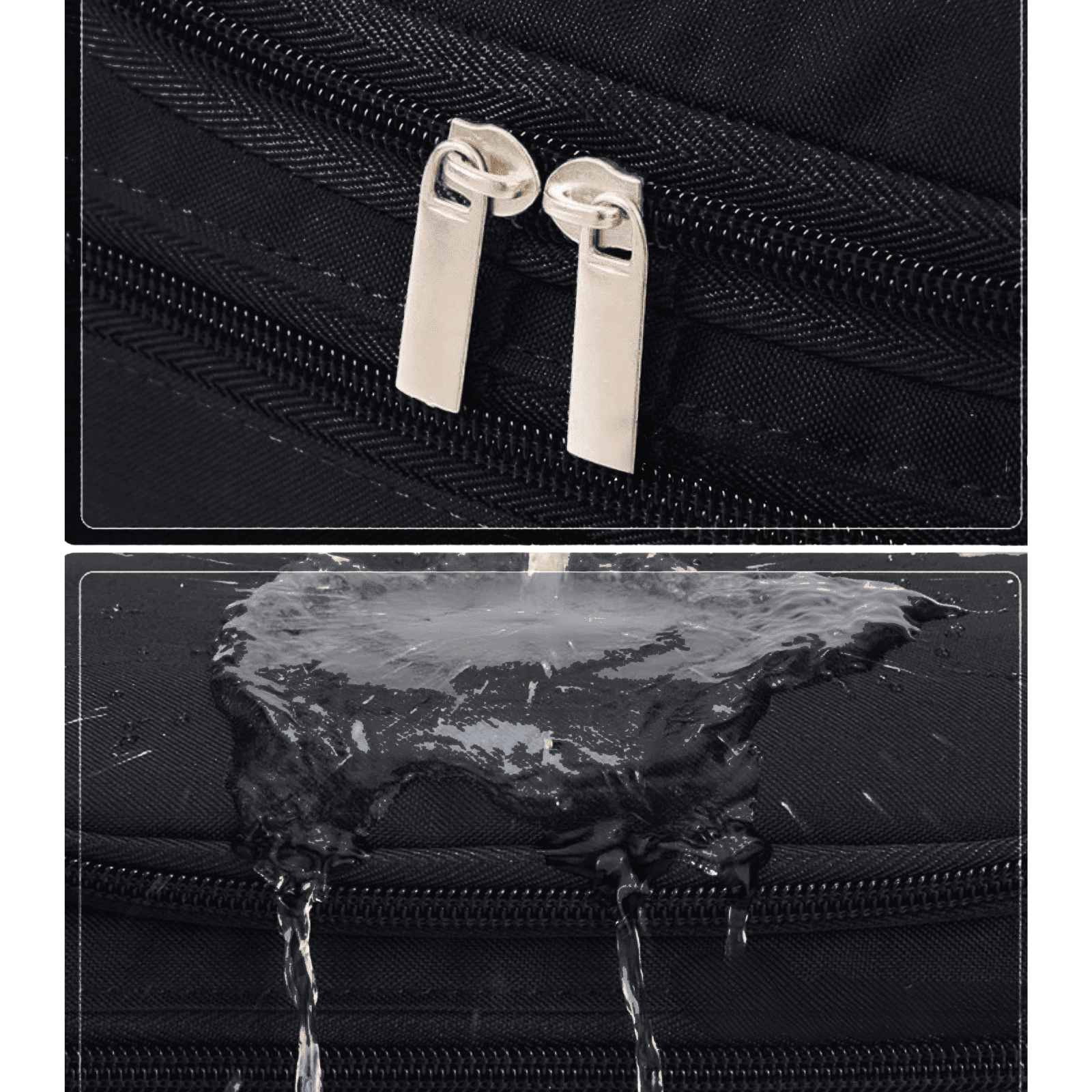 Trousse de toilette voyage avion noire avec fermeture éclair résistante et tissu imperméable testé contre l’eau